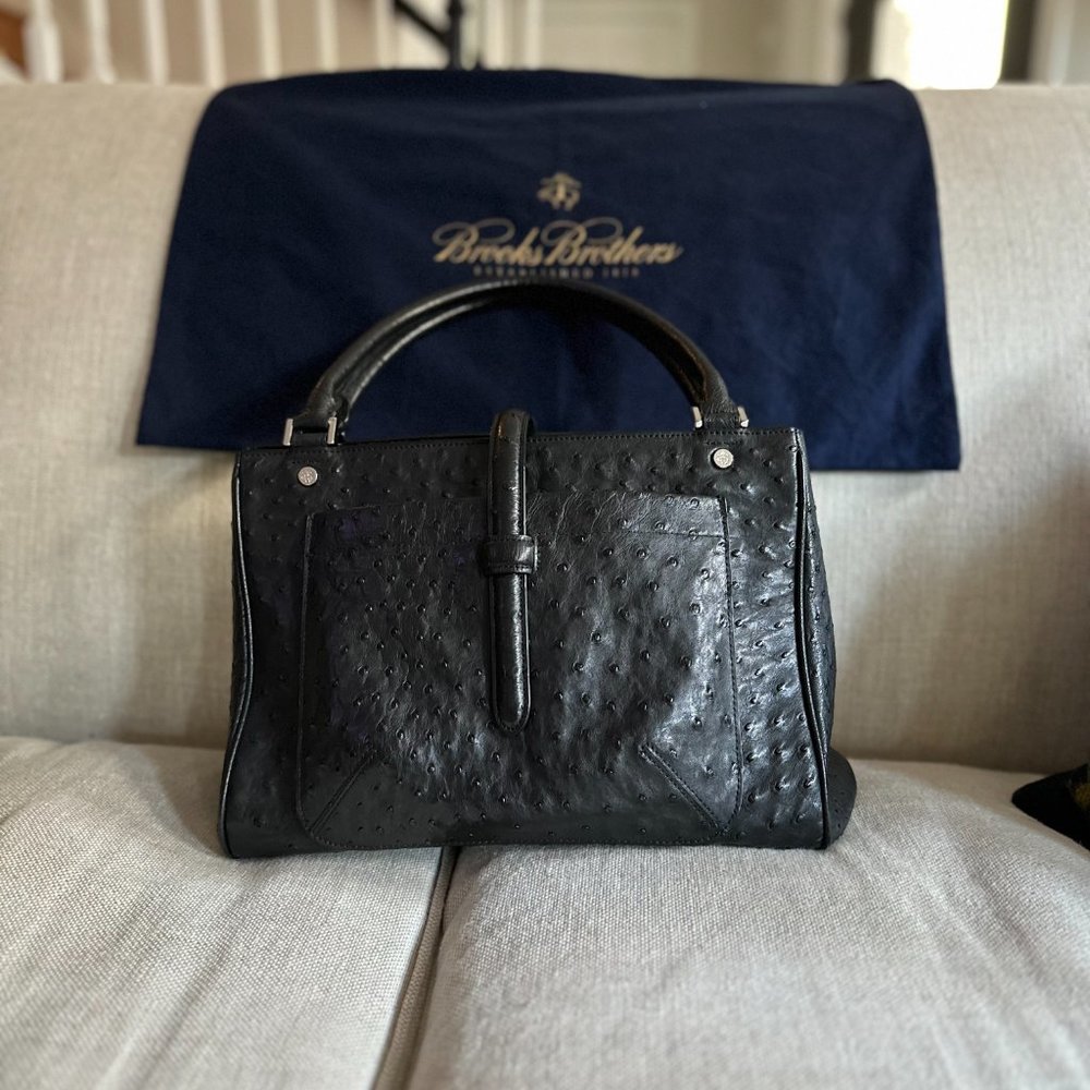 Ostrich Brooks Brothers Handbag -  Black